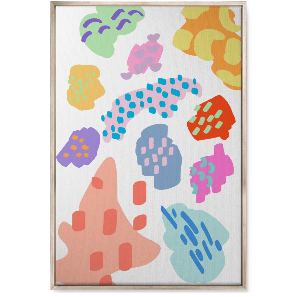 Painterly Abstract Blobs - Pastel Wall Art, Metallic, Single piece, Canvas, 24x36, Multicolor