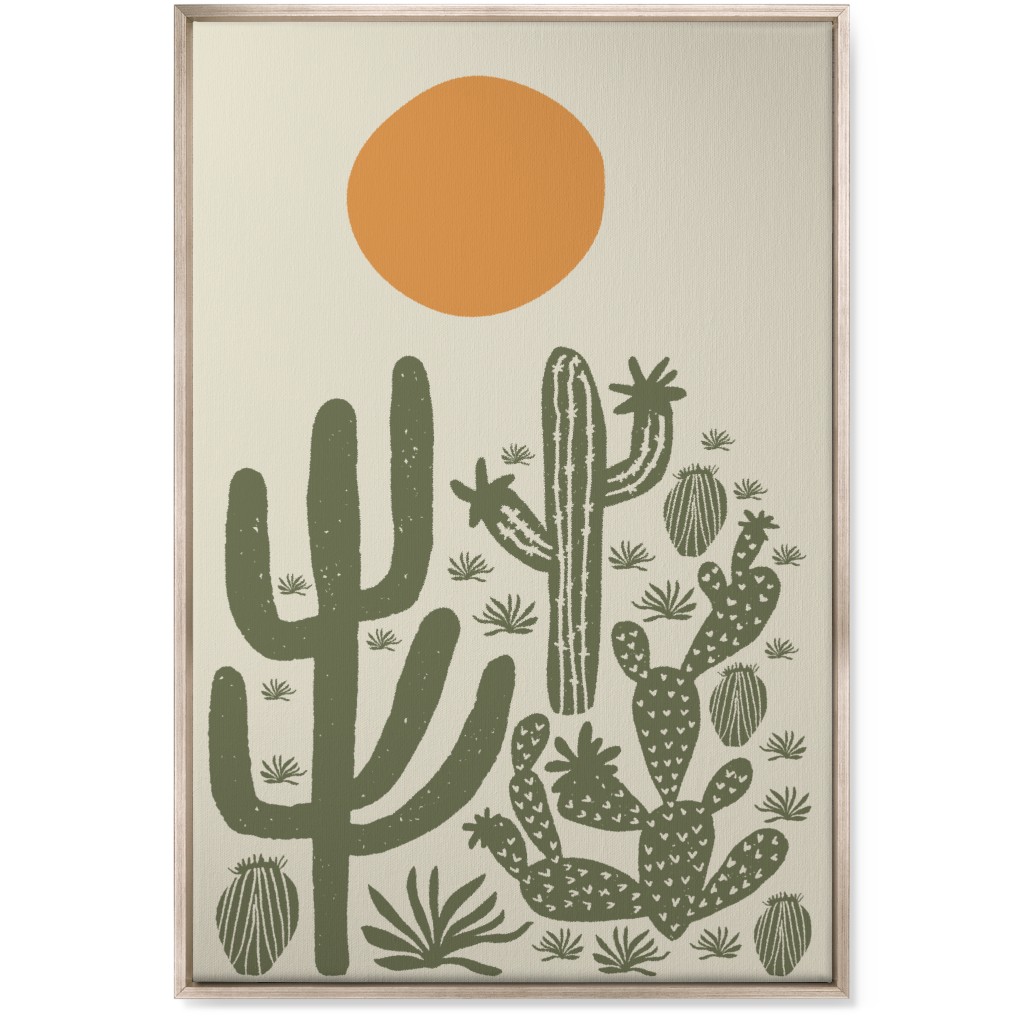 Cactus - Earth Tones Wall Art, Metallic, Single piece, Canvas, 24x36, Beige