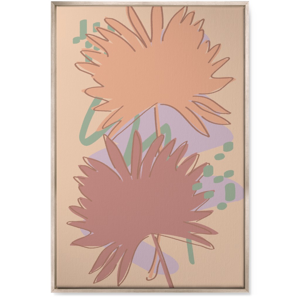 Modern Sabal Palm - Pink Wall Art, Metallic, Single piece, Canvas, 24x36, Orange, Orange
