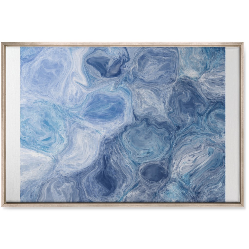 Abstract Acrylic Pour Ripple - Blue Wall Art, Metallic, Single piece, Canvas, 24x36, Blue