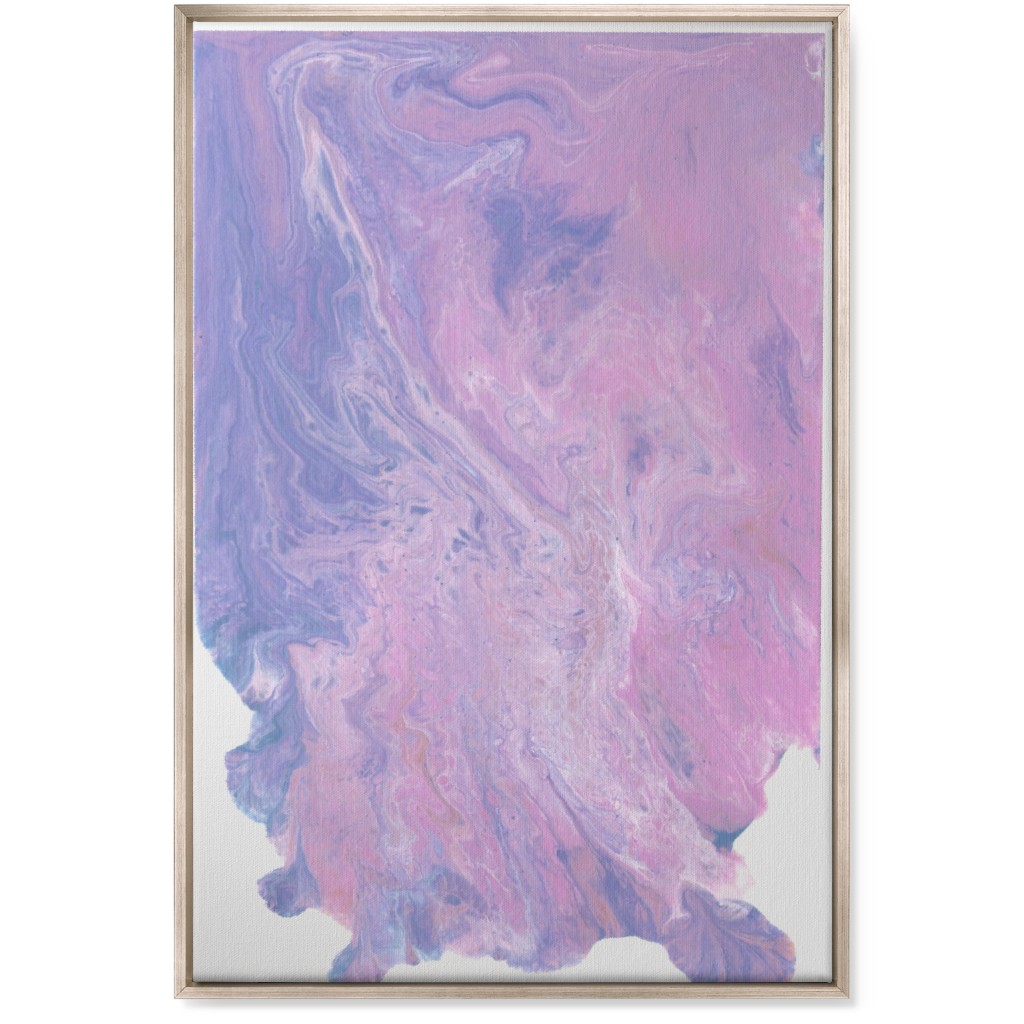Acrylic Pour Abstract - Purple and Pink Wall Art, Metallic, Single piece, Canvas, 24x36, Purple