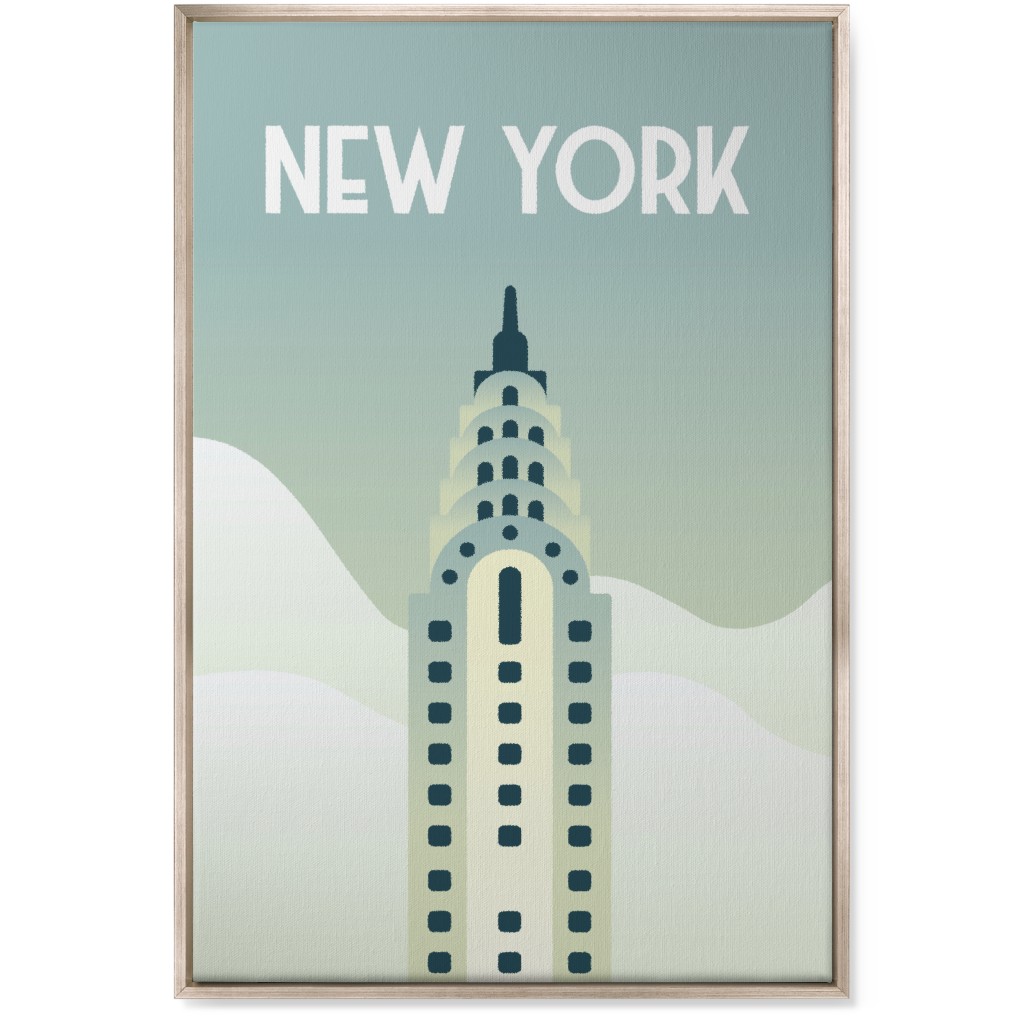 New York City Chrysler Building Wall Art, Metallic, Single piece, Canvas, 24x36, Green