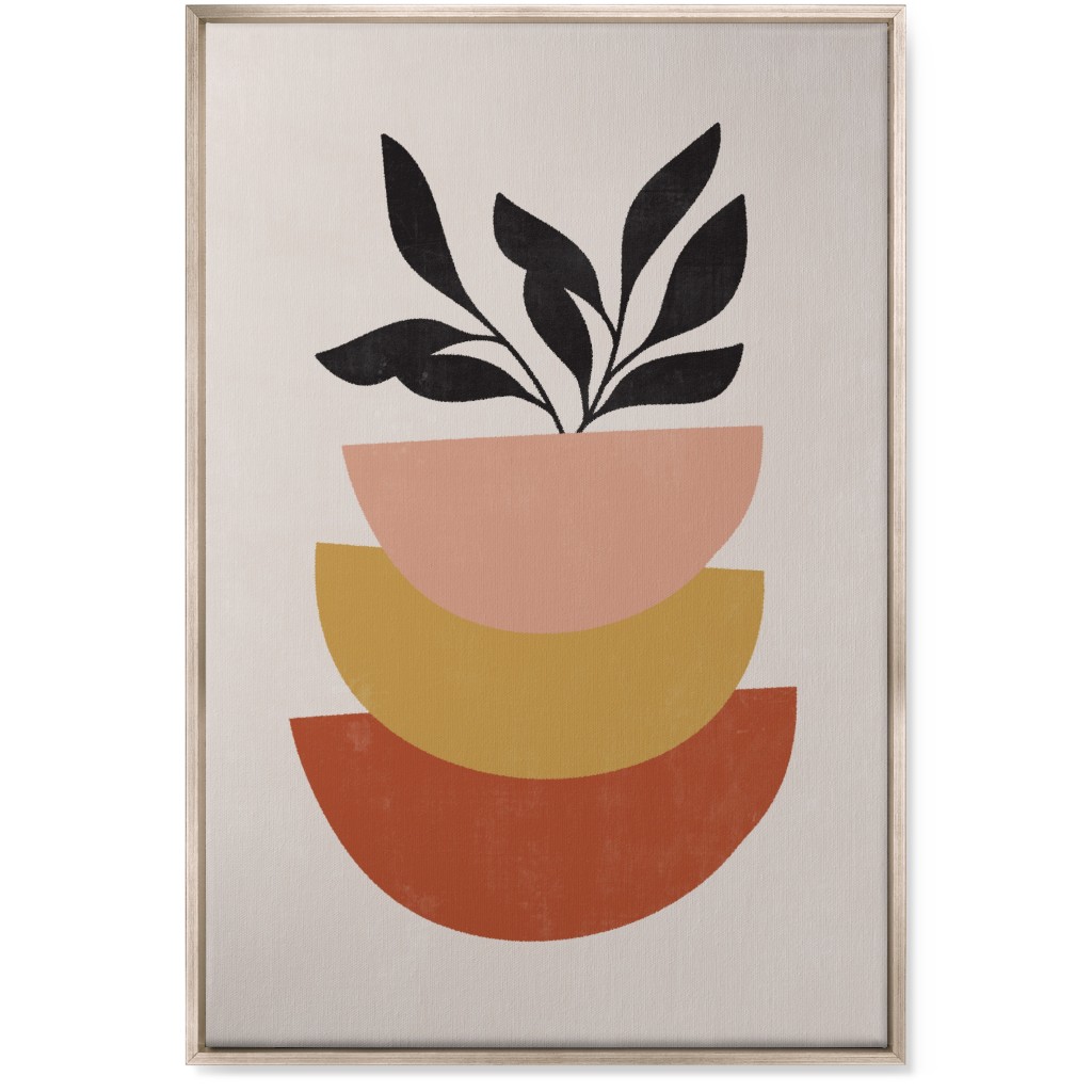 Earthen Plants - Terracotta Wall Art, Metallic, Single piece, Canvas, 24x36, Orange