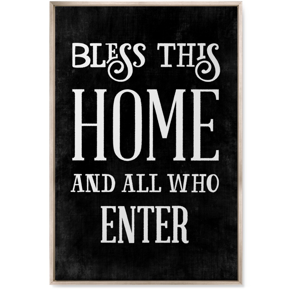 Bless This Home Wall Art, Metallic, Single piece, Canvas, 24x36, Black