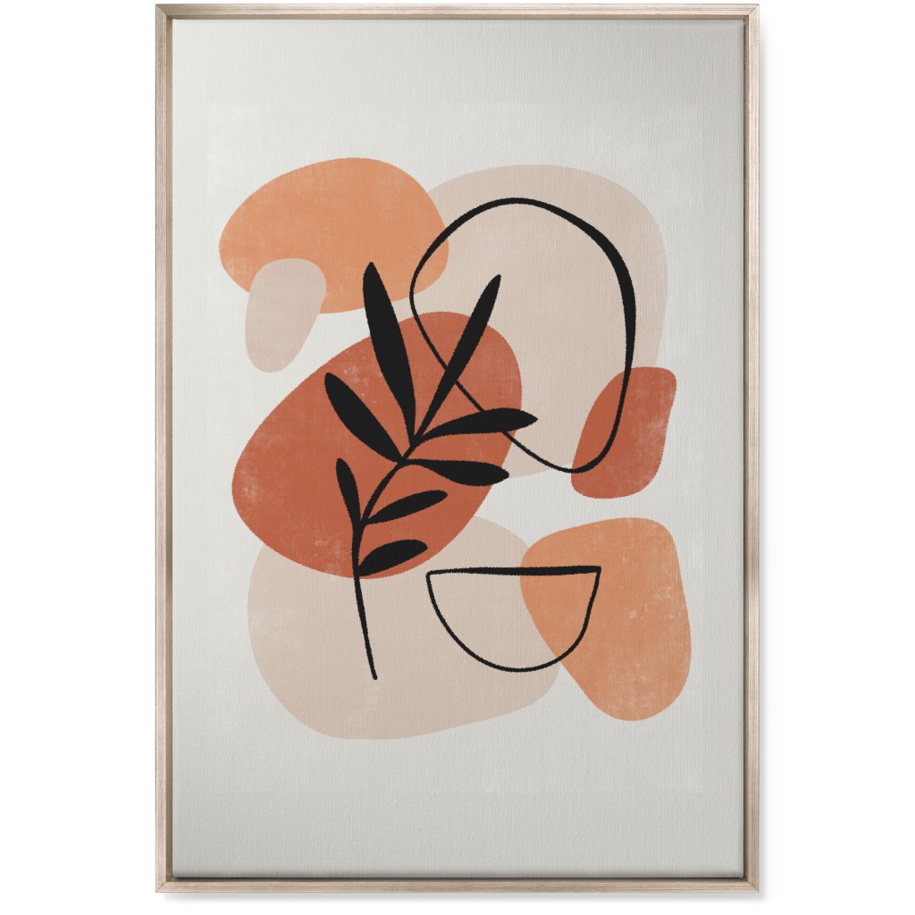 Abstract Frond - Terracotta and Ivory Wall Art, Metallic, Single piece, Canvas, 24x36, Beige, Pearl