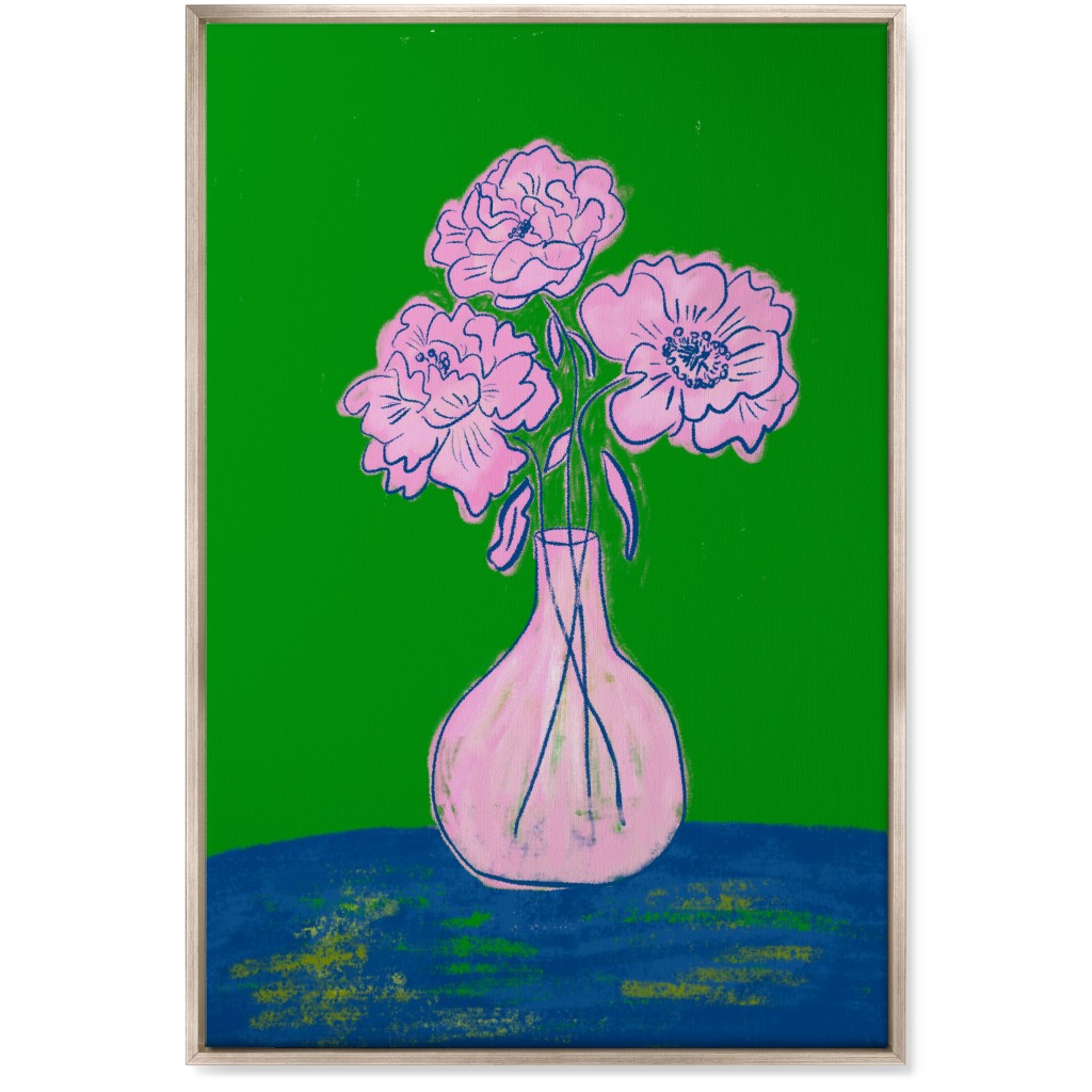 Party Florals - Multi Wall Art, Metallic, Single piece, Canvas, 24x36, Green