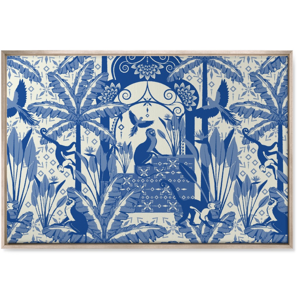 Exotic Tropical Garden Wall Art, Metallic, Single piece, Canvas, 24x36, Blue