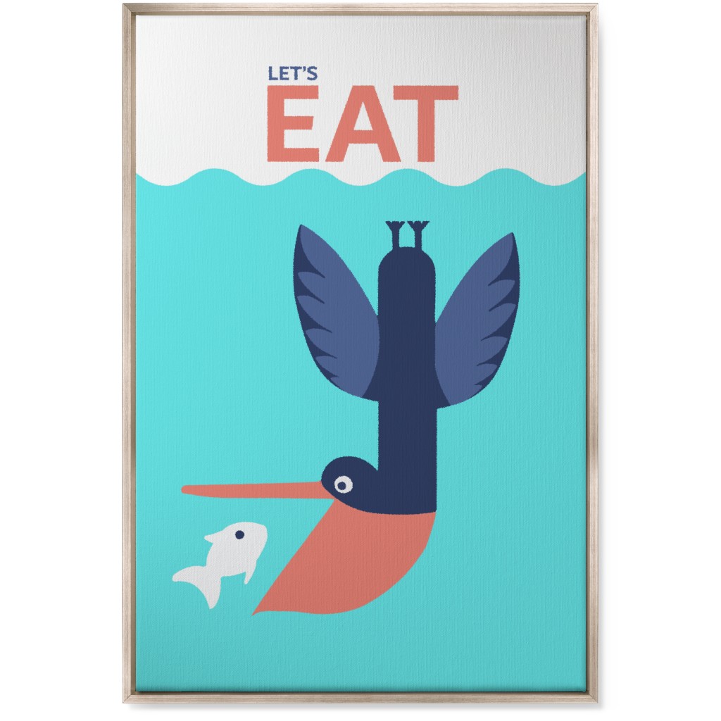 Let's Eat - Blue Wall Art, Metallic, Single piece, Canvas, 24x36, Blue, True Blue
