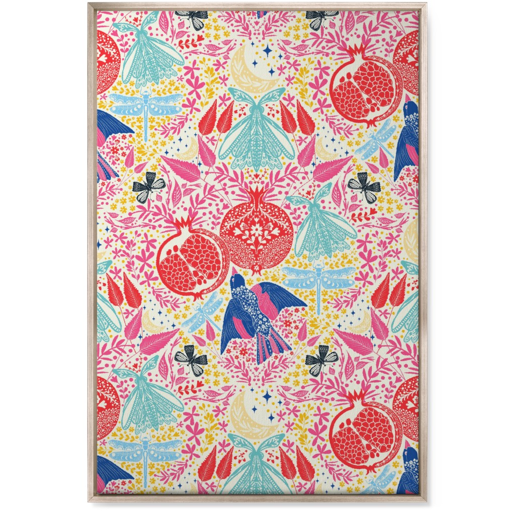 Botanical Pomegranate Garden - Multi Wall Art, Metallic, Single piece, Canvas, 24x36, Multicolor