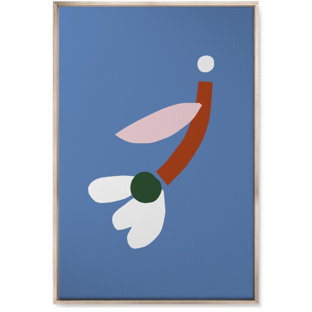 Flower - Multi on Blue Wall Art, Metallic, Single piece, Canvas, 24x36, Blue