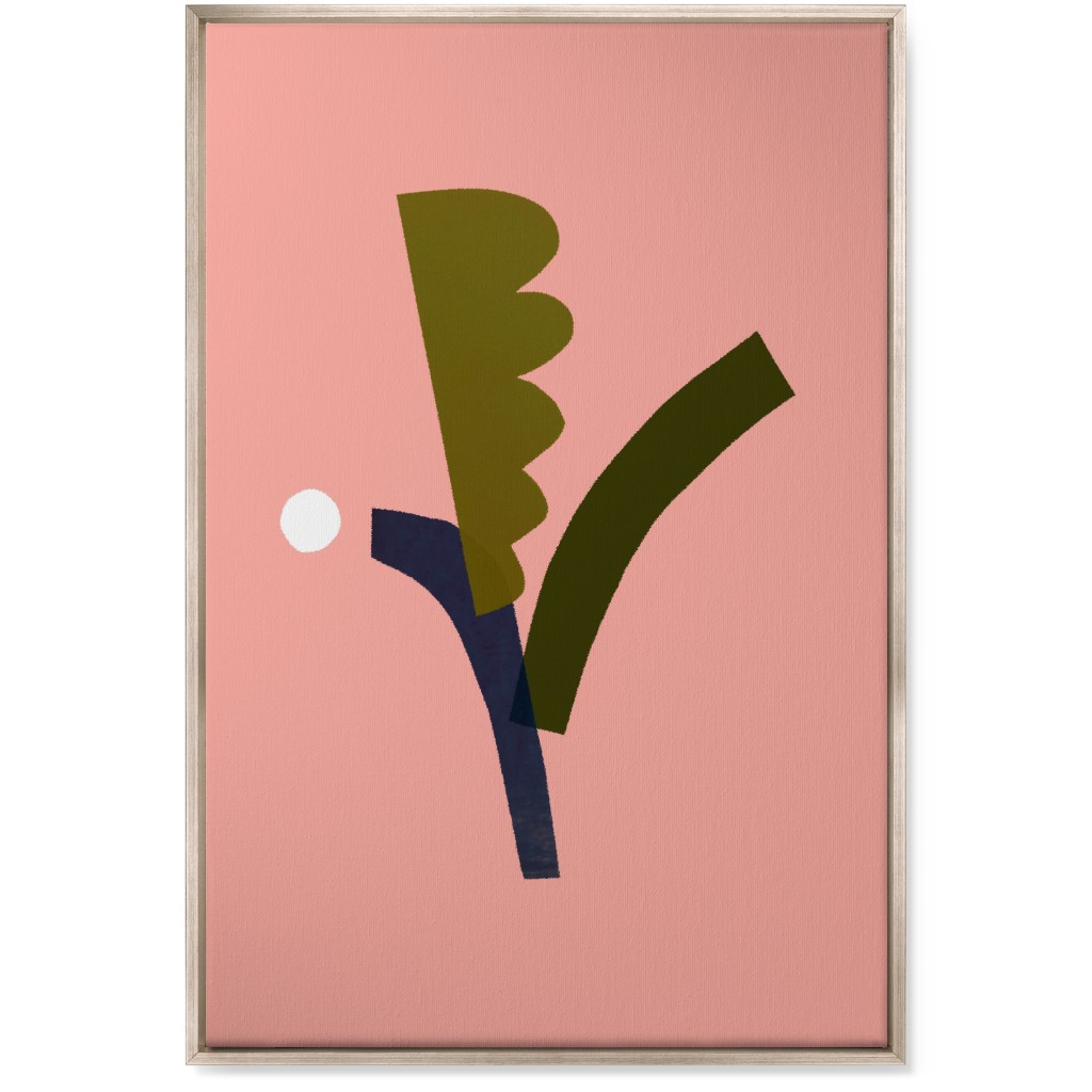 Leaves - Pink Wall Art, Metallic, Single piece, Canvas, 24x36, Pink