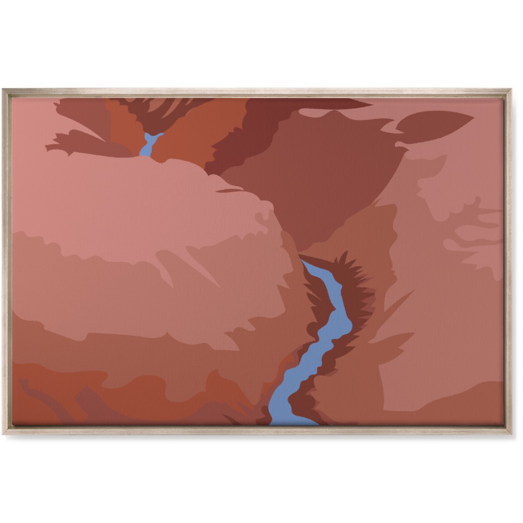 Winding Canyon River - Terracotta Wall Art, Metallic, Single piece, Canvas, 24x36, Brown