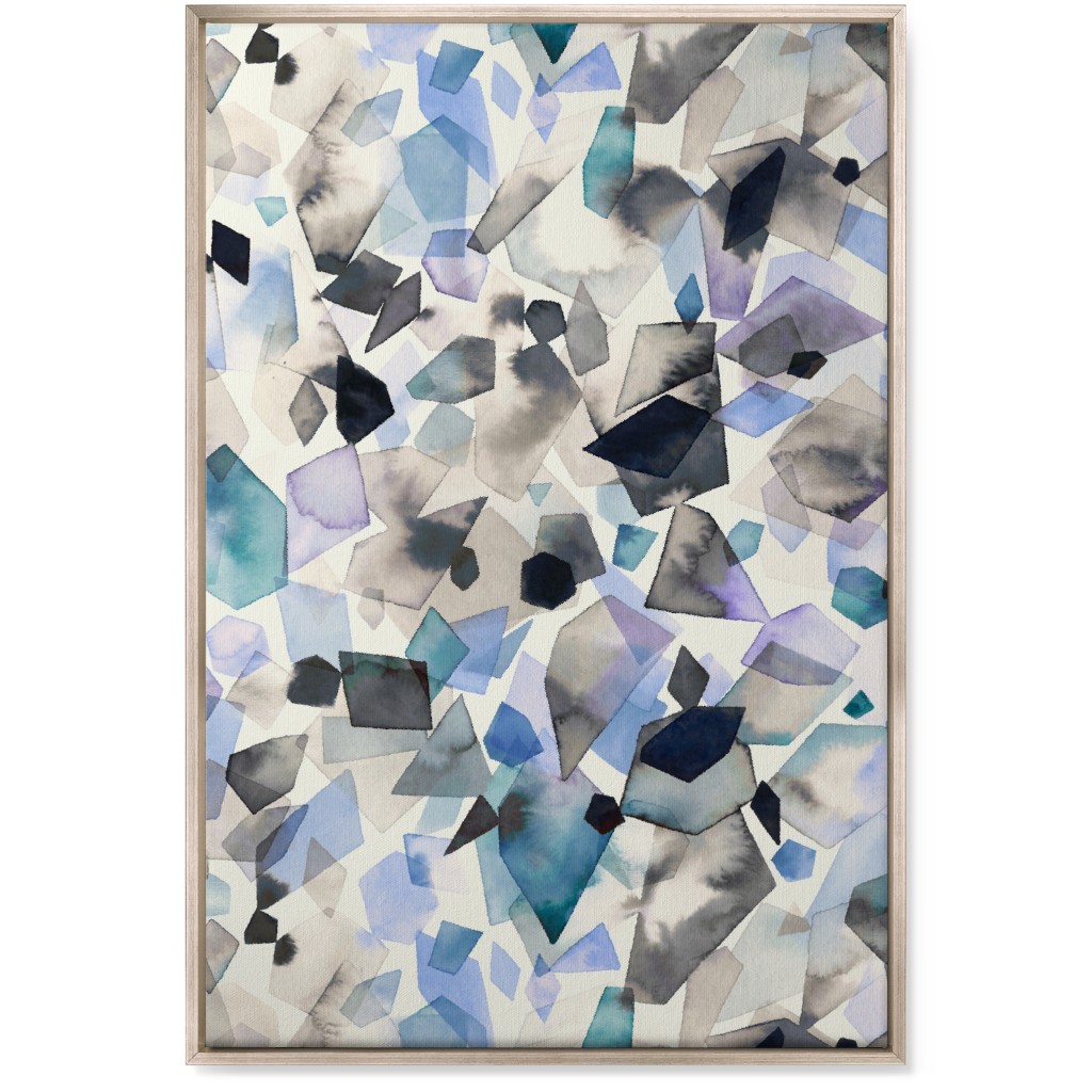 Crystals and Gems Wall Art, Metallic, Single piece, Canvas, 24x36, Blue, Blue Suede