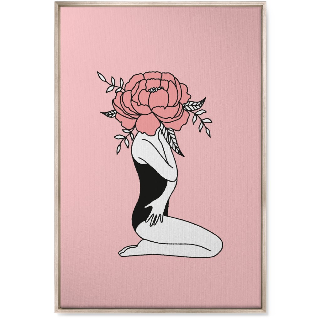 Modern Feminine Abstract - Pink Wall Art, Metallic, Single piece, Canvas, 24x36, Pink