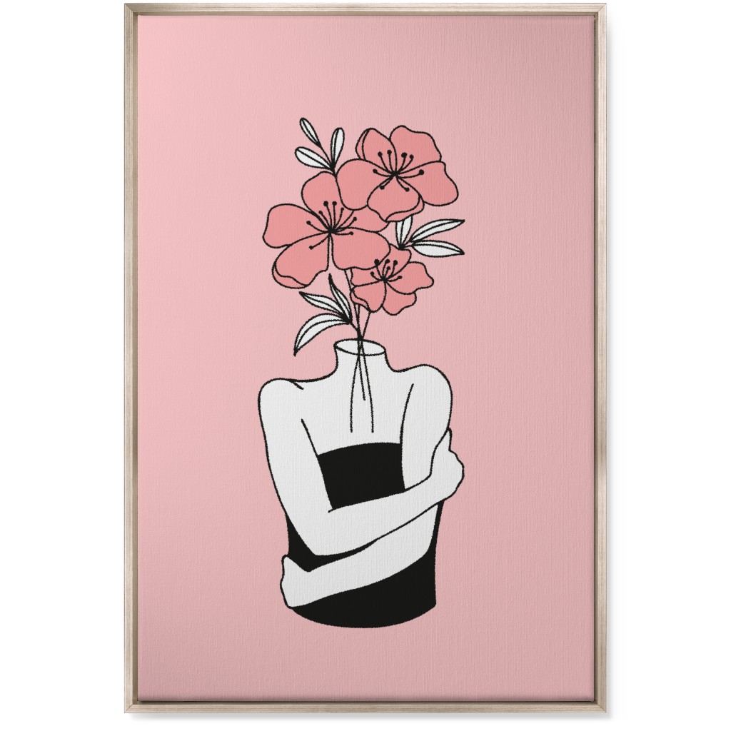 Self Love Feminine Abstract - Pink Wall Art, Metallic, Single piece, Canvas, 24x36, Pink