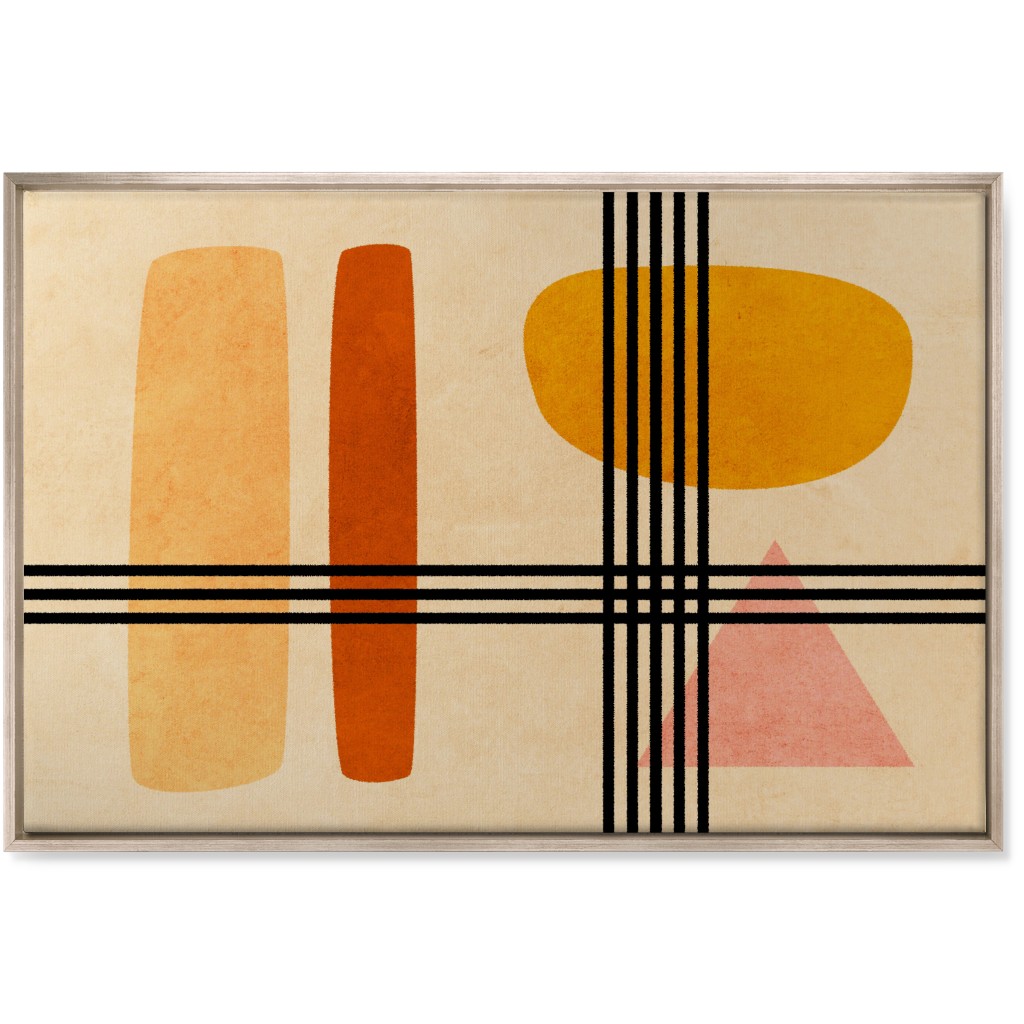 Criss-Cross Abstract Wall Art, Metallic, Single piece, Canvas, 24x36, Orange