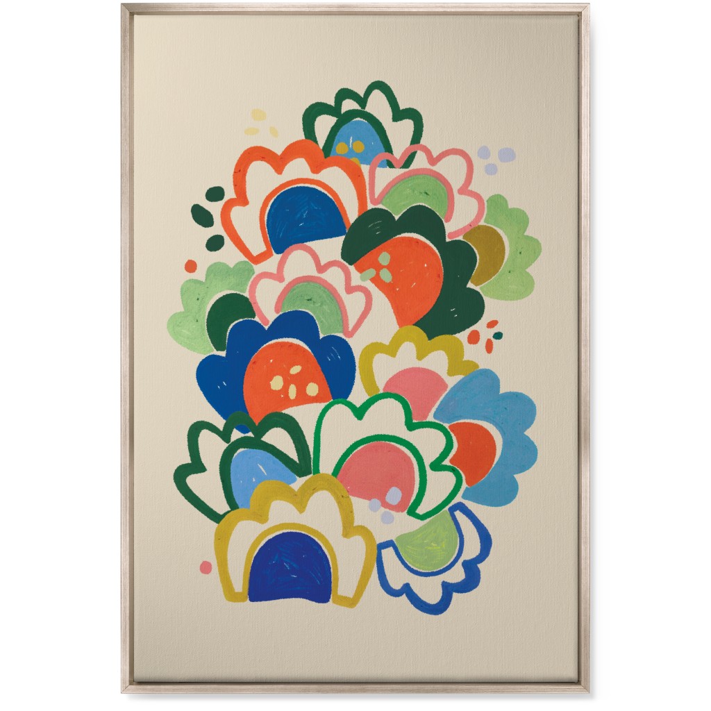 Wildflowers - Multi on Beige Bold Wall Art, Metallic, Single piece, Canvas, 24x36, Multicolor