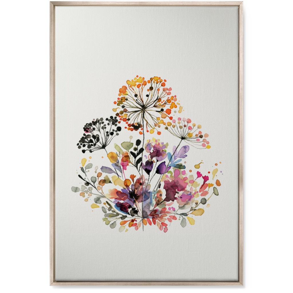 Wild Florals & Grasses - Multi Wall Art, Metallic, Single piece, Canvas, 24x36, Multicolor