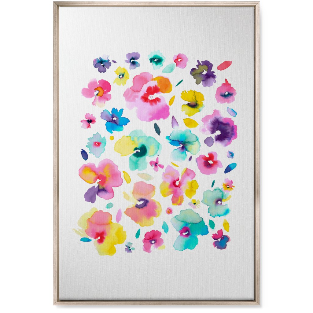 Watercolor Beautiful Flowers - Multi Wall Art, Metallic, Single piece, Canvas, 24x36, Multicolor
