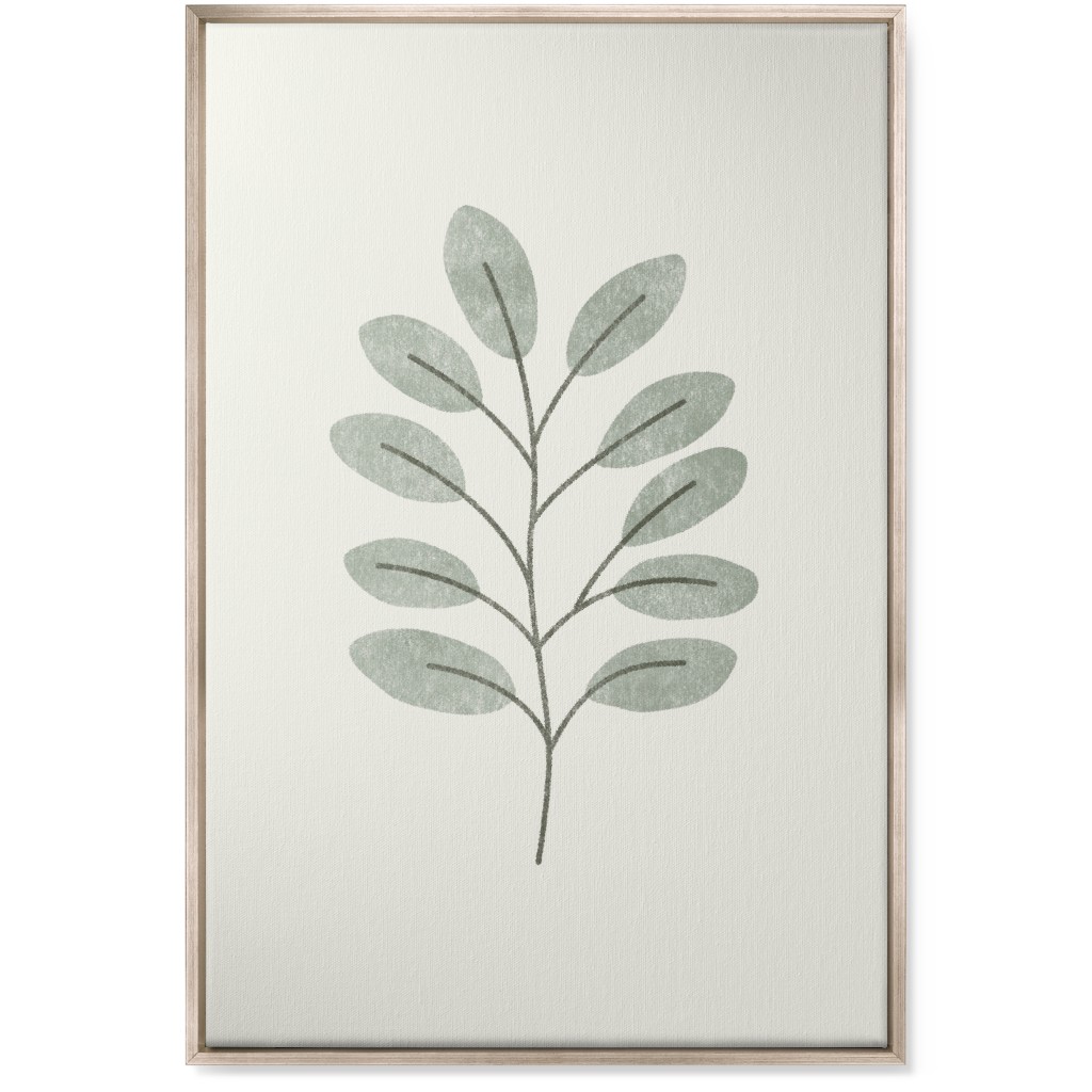 Botanical Greenery - Green Wall Art, Metallic, Single piece, Canvas, 24x36, Gray, Gray