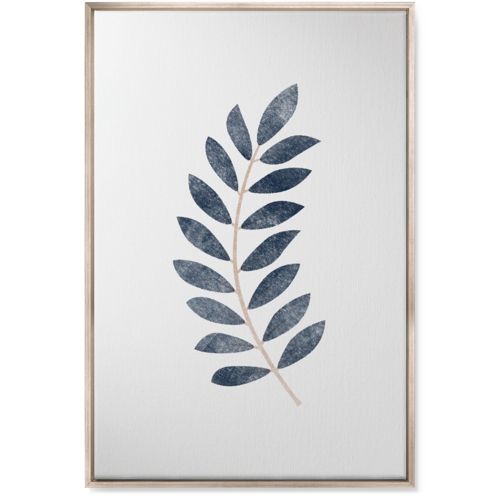 Botanical Leaf Ii Wall Art, Metallic, Single piece, Canvas, 24x36, Blue, Storm