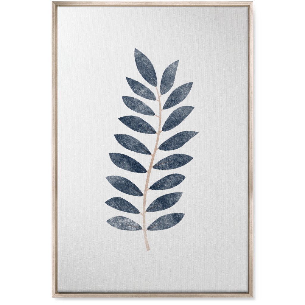 Botanical Leaf Iii Wall Art, Metallic, Single piece, Canvas, 24x36, Blue