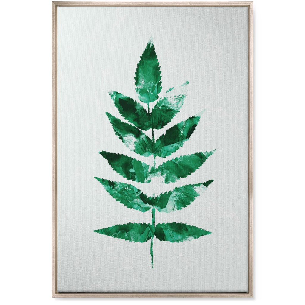 Botanical Leaf Wall Art, Metallic, Single piece, Canvas, 24x36, Green