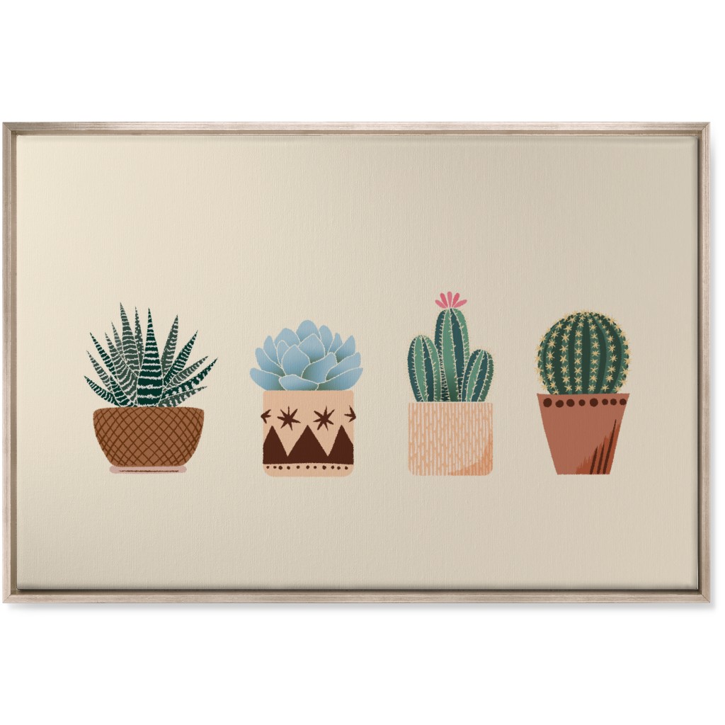 Cactus and Succulent Plants - Neutral Wall Art, Metallic, Single piece, Canvas, 24x36, Beige