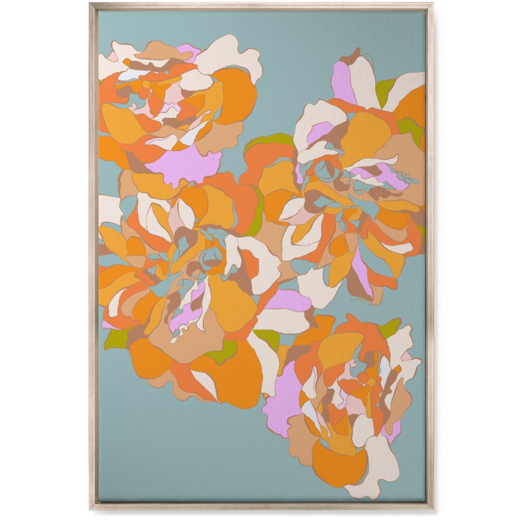 Maxi Boho Peonies Wall Art, Metallic, Single piece, Canvas, 24x36, Orange