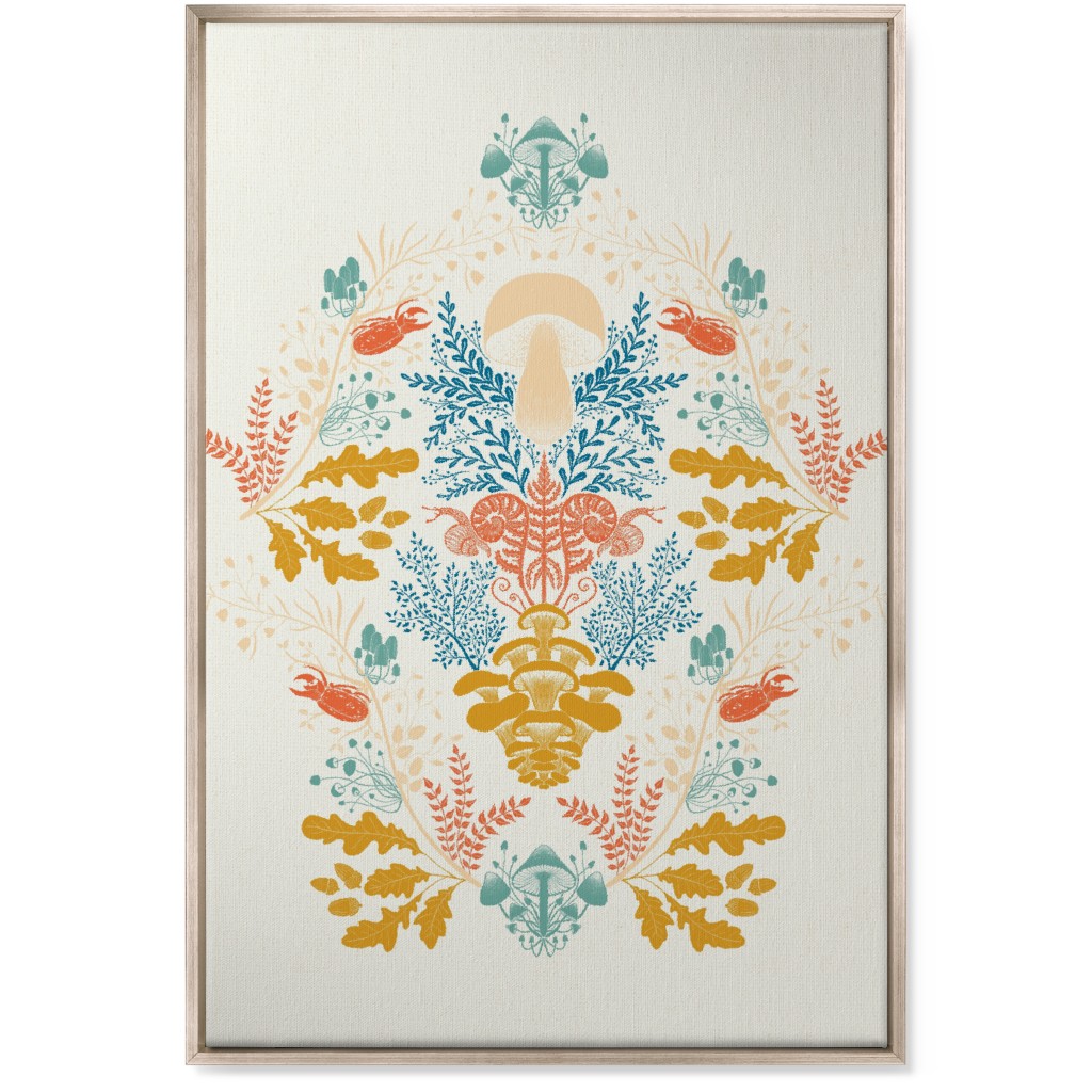 Mushroom Forest Wall Art, Metallic, Single piece, Canvas, 24x36, Multicolor, White