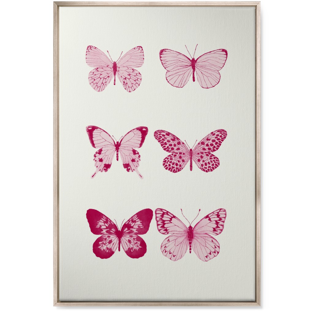 Butterflies Pairs Wall Art, Metallic, Single piece, Canvas, 24x36, Pink, Hot Pink