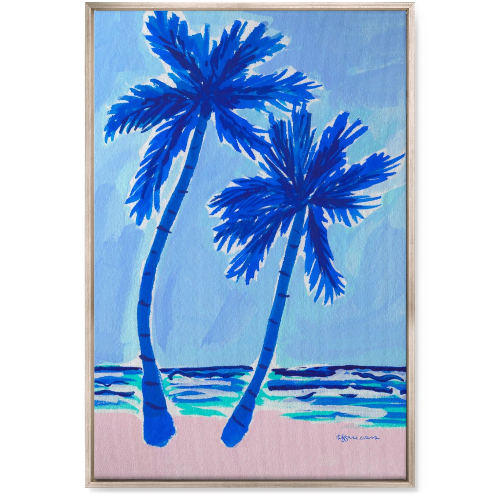 Palm Beach Vibes - Blue Wall Art, Metallic, Single piece, Canvas, 24x36, Blue
