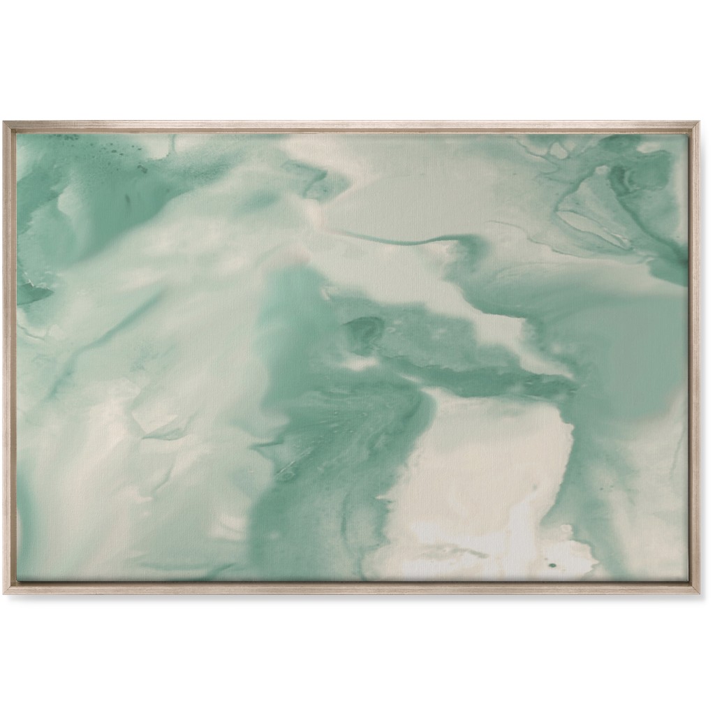 Abstract Watercolor Marble Wall Art, Metallic, Single piece, Canvas, 24x36, Green
