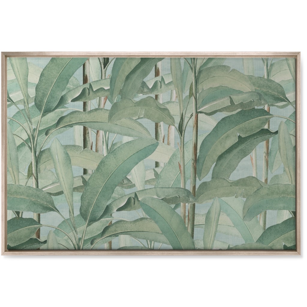 Lush Tropical Leaves Wall Art, Metallic, Single piece, Canvas, 24x36, Green