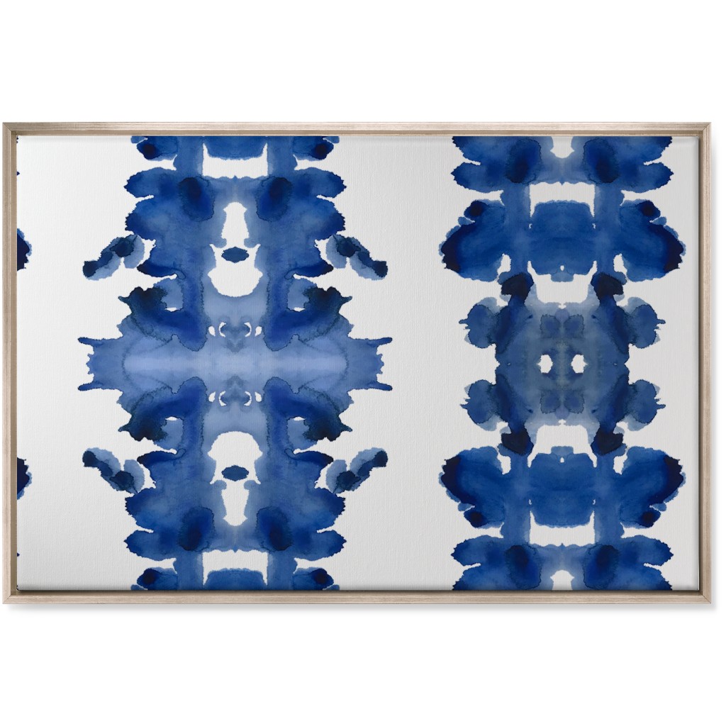Indigo Double Inkblot Wall Art, Metallic, Single piece, Canvas, 24x36, Blue, True Blue