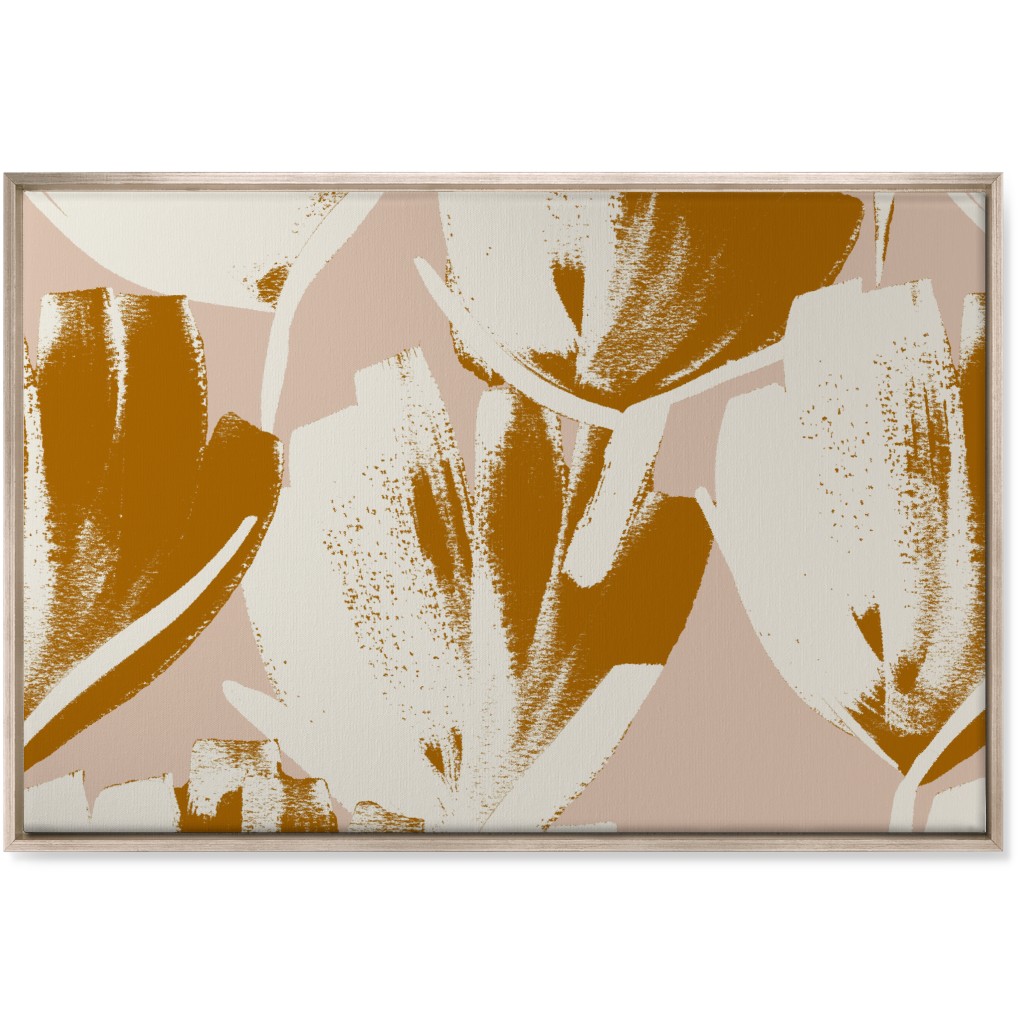 Flowers - Mustard Wall Art, Metallic, Single piece, Canvas, 24x36, Pink