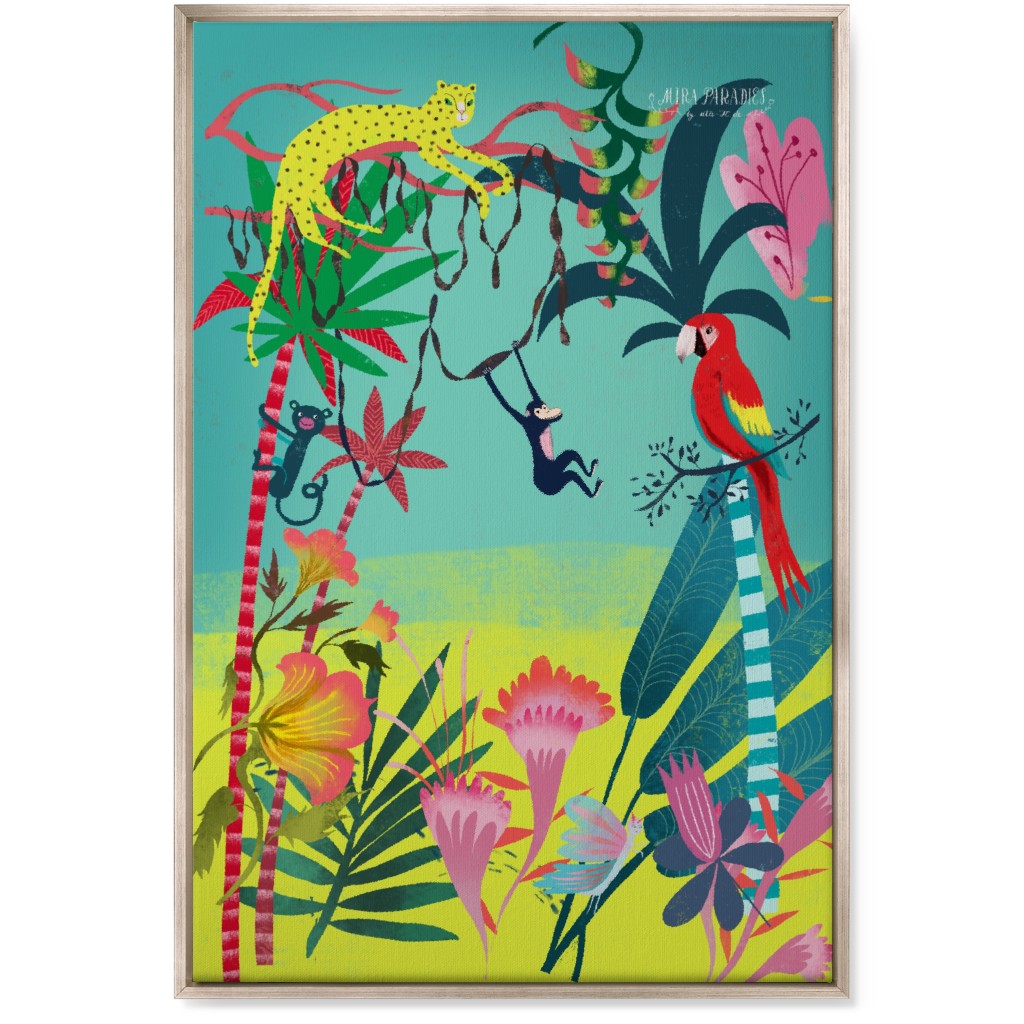 Jungle Animals & Botanical - Multi Wall Art, Metallic, Single piece, Canvas, 24x36, Multicolor