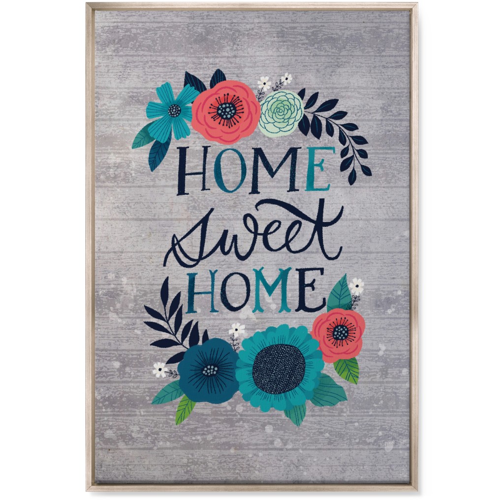 Home Sweet Home - Gray Wall Art, Metallic, Single piece, Canvas, 24x36, Gray