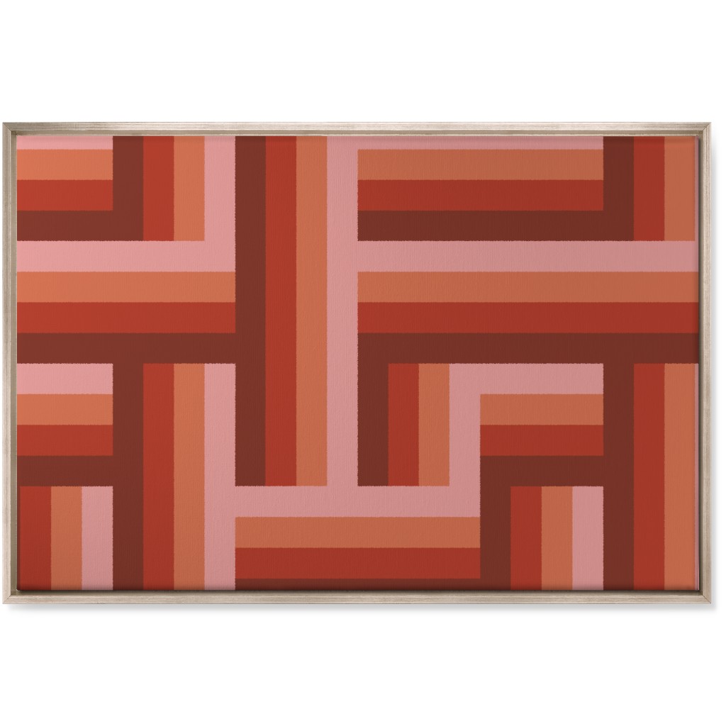 Retro Lattice - Mauve Multi Wall Art, Metallic, Single piece, Canvas, 24x36, Red