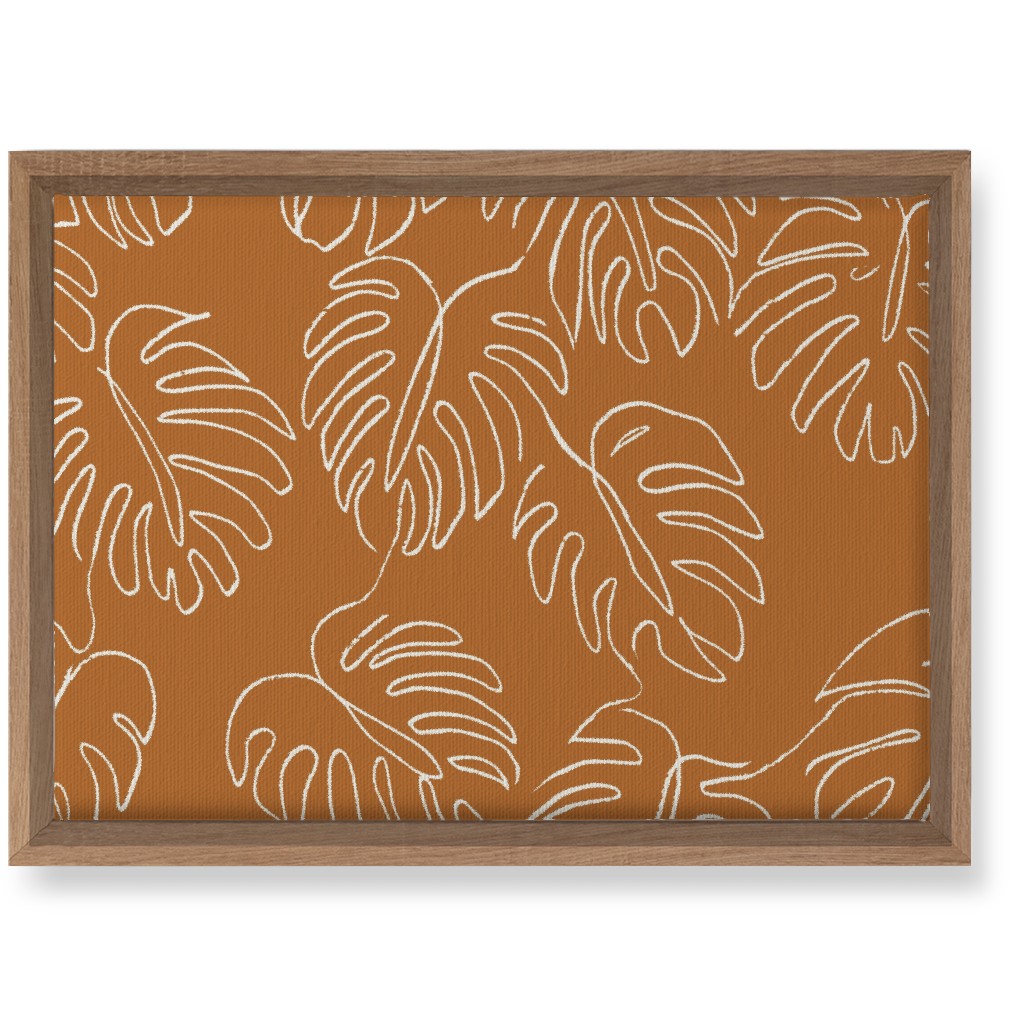 Monstera Line Art - Burnt Orange Wall Art, Natural, Single piece, Canvas, 10x14, Orange, Orange