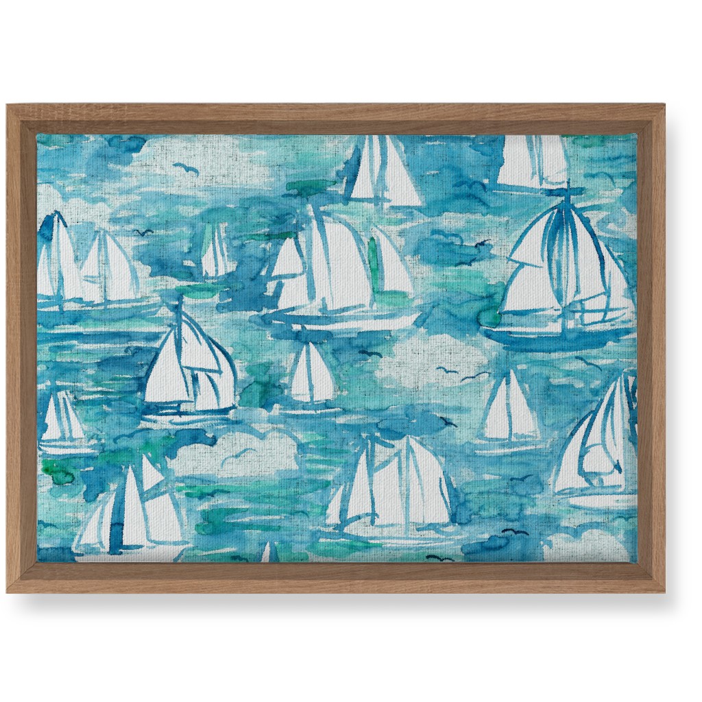 Sailboats Sailing Watercolor Loosely Painted - Blue Wall Art, Natural, Single piece, Canvas, 10x14, Blue