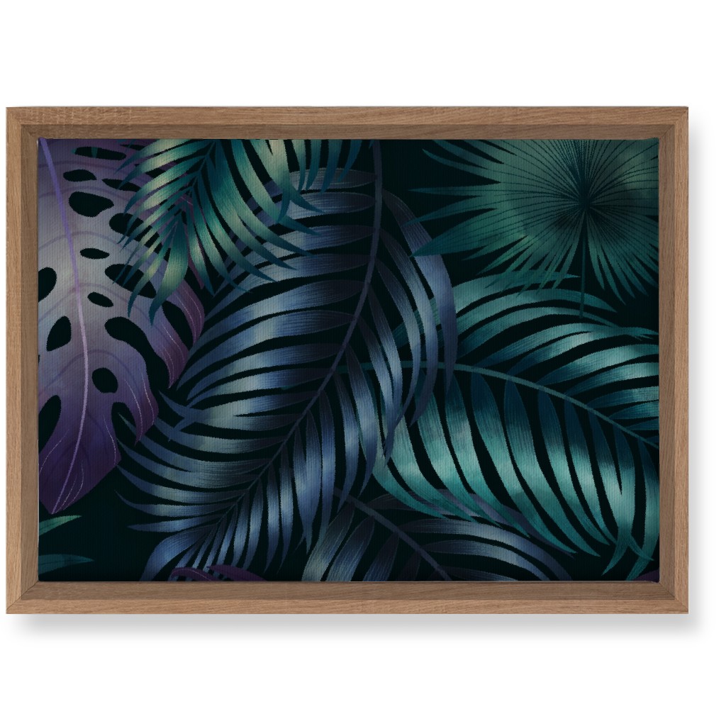 Tropical Leaves in the Moonlight - Dark Wall Art, Natural, Single piece, Canvas, 10x14, Blue, True Blue