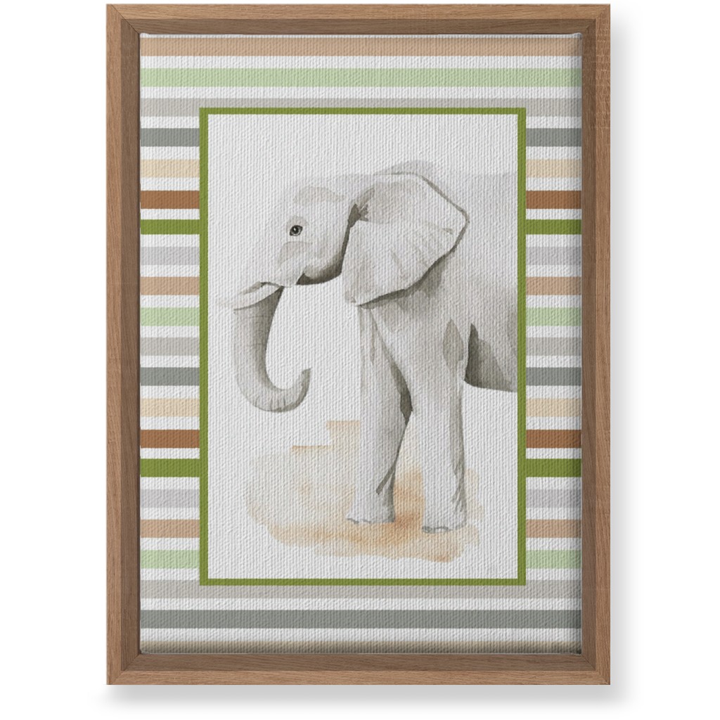 Jungle Safari Animals and Stripes - Elephant Wall Art, Natural, Single piece, Canvas, 10x14, Multicolor