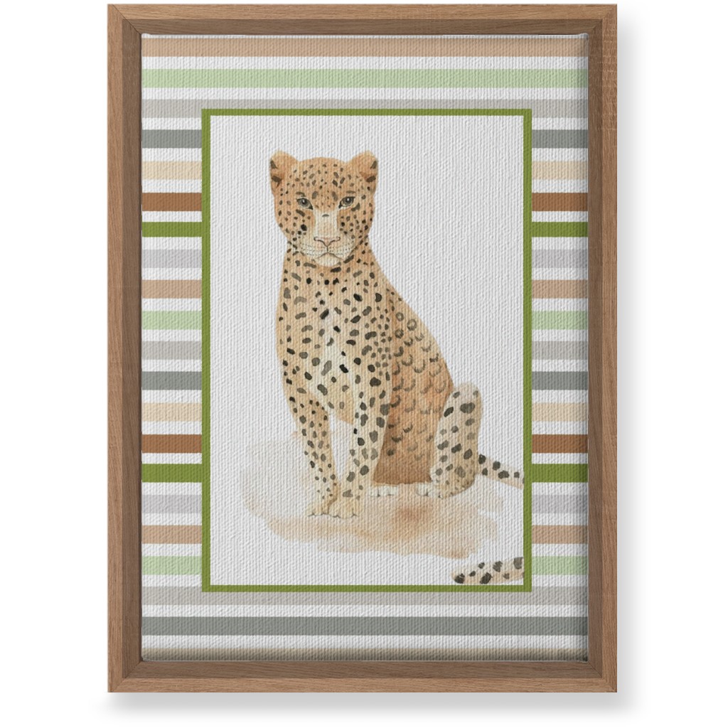 Jungle Safari Animals and Stripes - Leopard Wall Art, Natural, Single piece, Canvas, 10x14, Multicolor