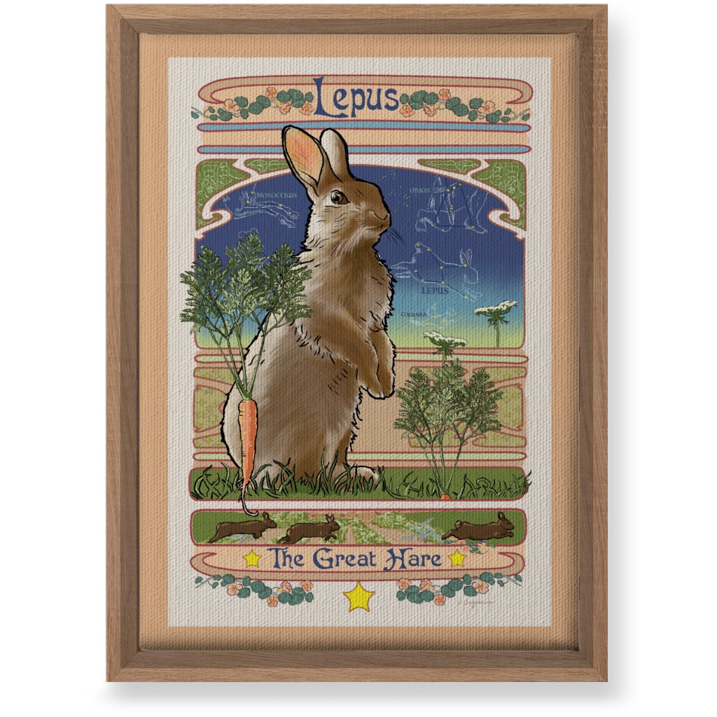 Art Nouveau Hare Wall Art, Natural, Single piece, Canvas, 10x14, Brown, Brown