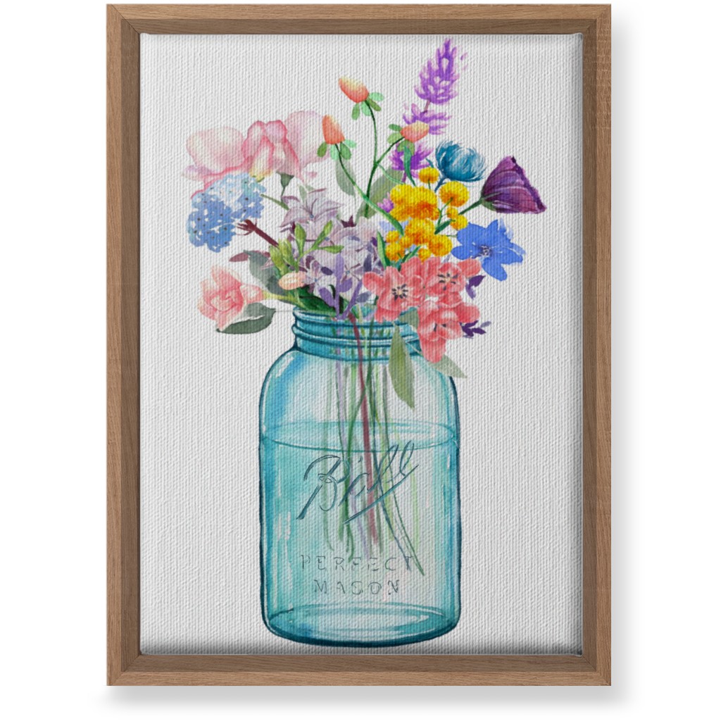 Watercolor Floral Mason Jar Bouquet Painting - Multi Wall Art, Natural, Single piece, Canvas, 10x14, Multicolor
