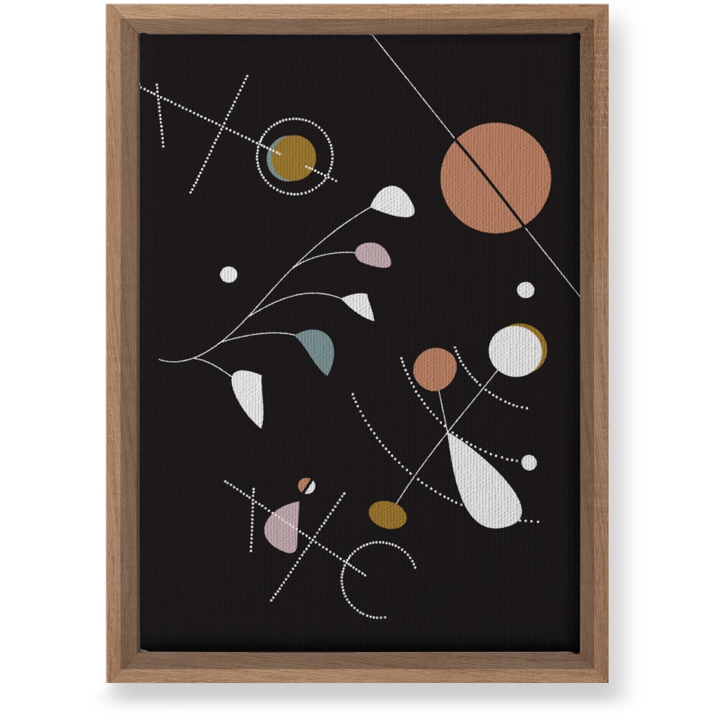 Mod Abstract Costmic Shapes - Multi on Black Wall Art, Natural, Single piece, Canvas, 10x14, Multicolor