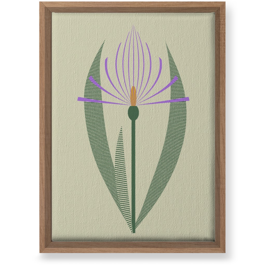 Abstract Lily Flower - Purple on Beige Wall Art, Natural, Single piece, Canvas, 10x14, Purple
