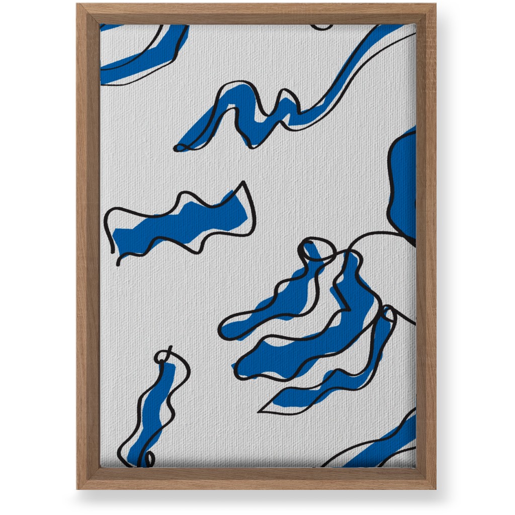 Modern Abstract Line Art Noodles - Blue and Neutral Wall Art, Natural, Single piece, Canvas, 10x14, Blue