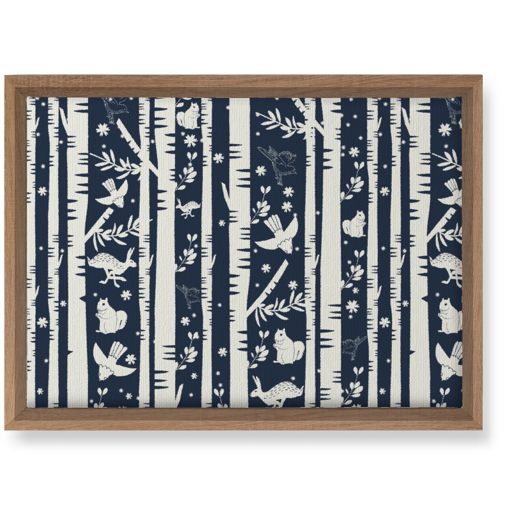 Birch Forest and Wild Animals Wall Art, Natural, Single piece, Canvas, 10x14, Blue